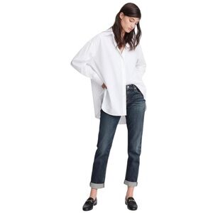 Rag & Bone USA Dark Blue Denim Dre Jeans Slim Boyfriend In IDA Low Rise Slouchy